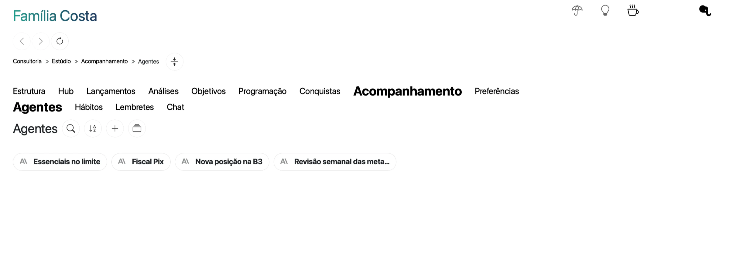 Subaba Agentes da Família Costa com os agentes Fiscal Pix, Revisão semanal das metas, Essenciais no limite e Nova posição na B3